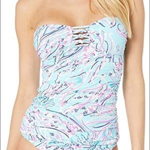 Lilly Pulitzer Lulo Tankini Top Bayside Blue Under the Moon